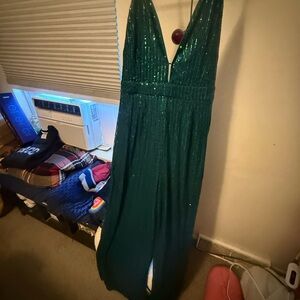 Elegant Green Sequin Jumpsuit